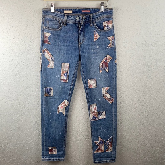 Pilcro and the Letterpress Slim Boyfriend Quilted Patchwork Jeans‎ - Picture 2 of 14